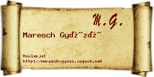 Maresch Győző névjegykártya